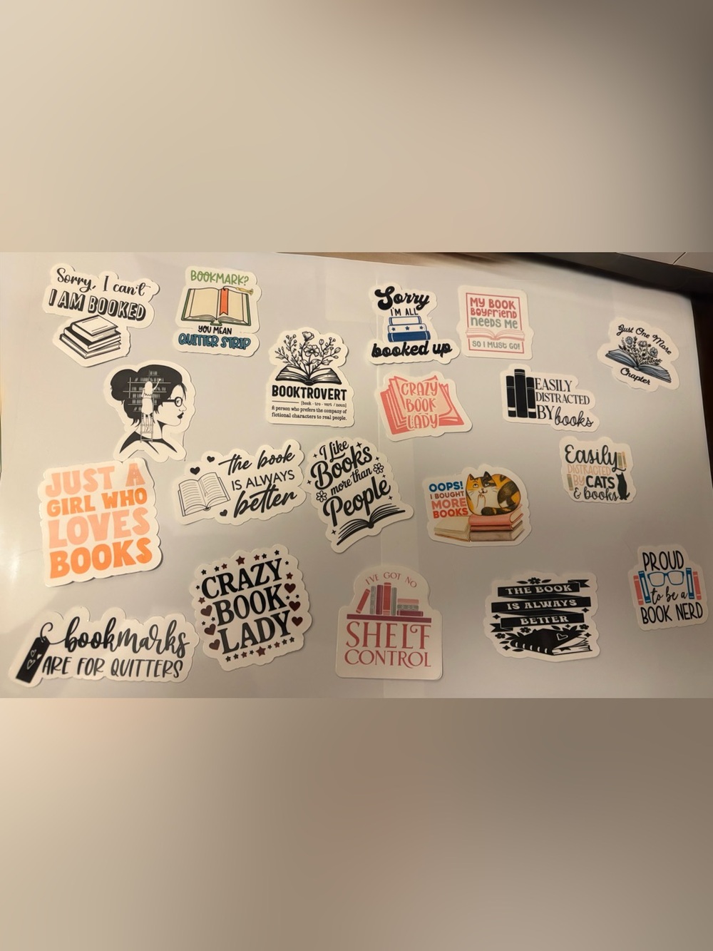 Book Lover Sticker Set – Pink, Black, Cream Designs